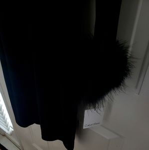 Calvin Klein cocktail dress feather cuffs